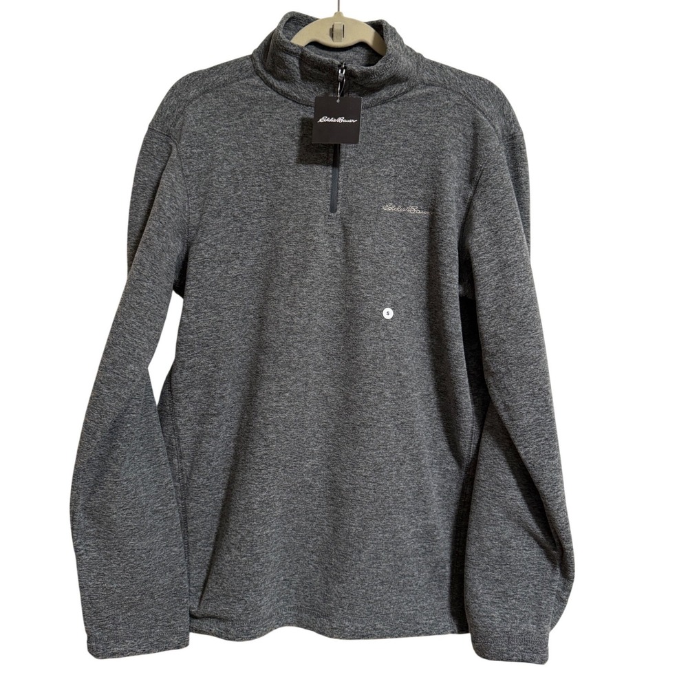 Eddie Bauer Mens Quest 1/4 Zip Fleece Pullover Charcoal Heather Gray S - Picture 1 of 6